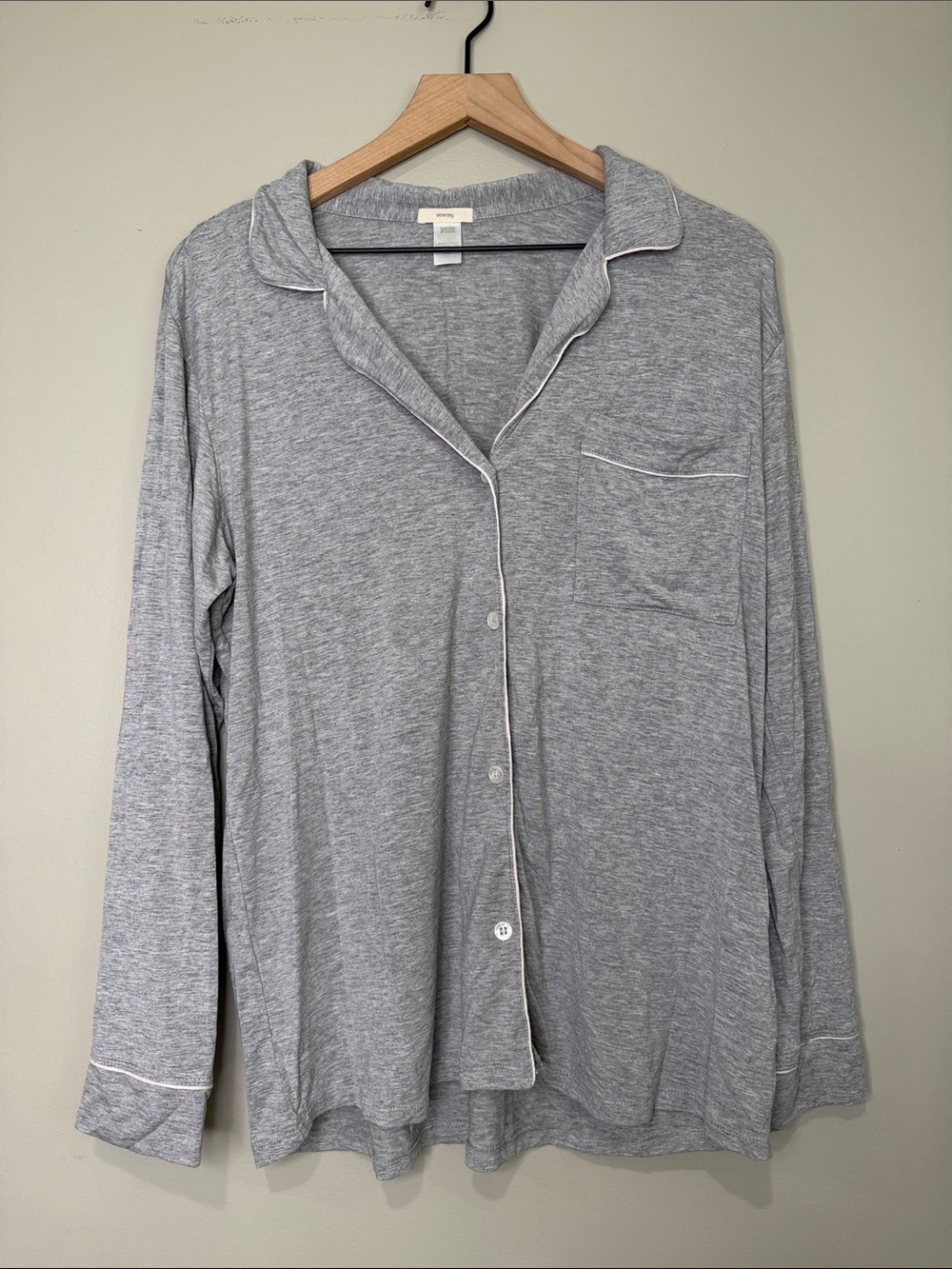 Eberjey Light Gray Button-Front Pajama Top